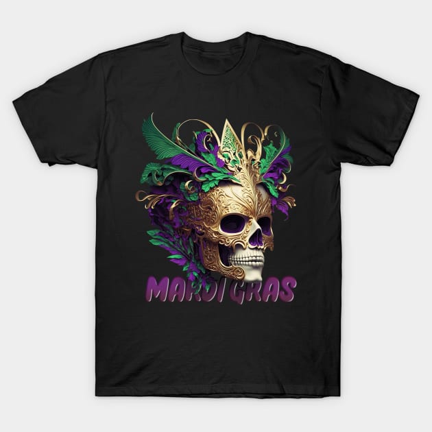 Mardi Gras 2023 Skeleton Design T-Shirt by HallucinateAI